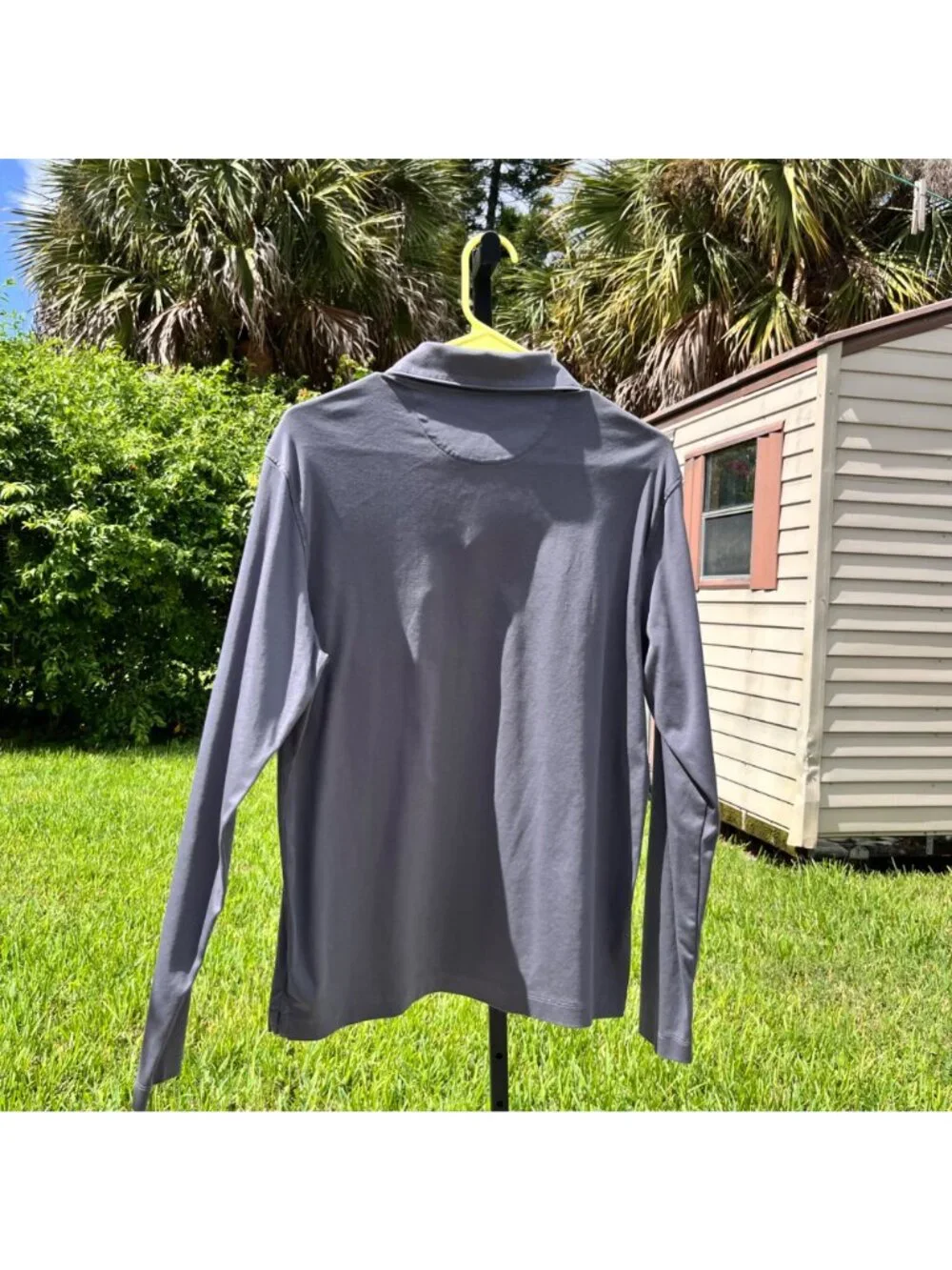 UNTUCKit Gray Damaschino Long Sleeve Contrast Pocket Polo‎ Size M